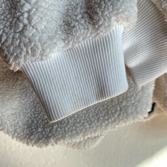 Free People Fall To Rise Fleece Quarter Snap Sweater Ivory Green Size L - Picture 7 of 10